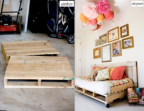 cama hecha con palets