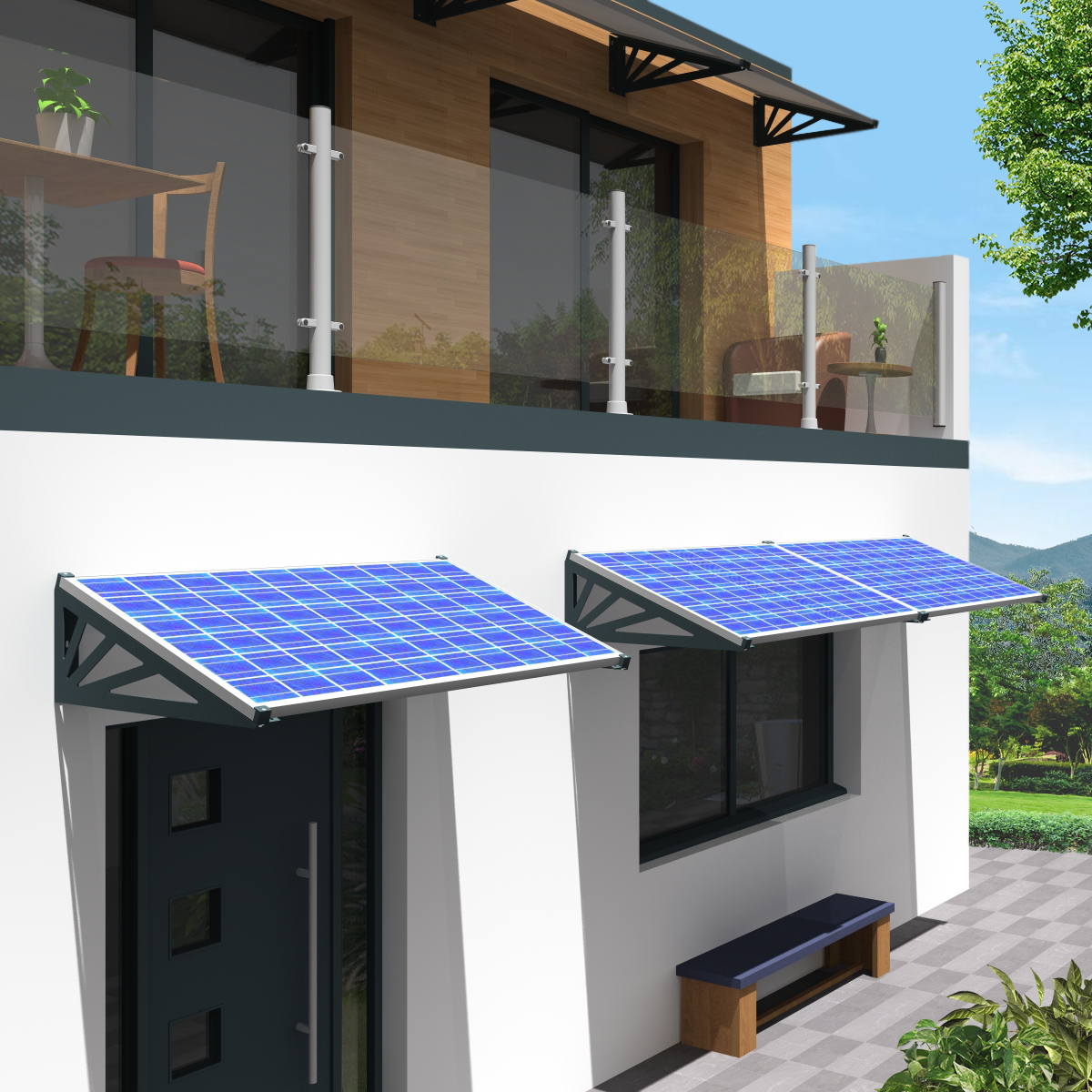Marquesinas solares para puertas - Marquesinas para puertas de entrada modernas 