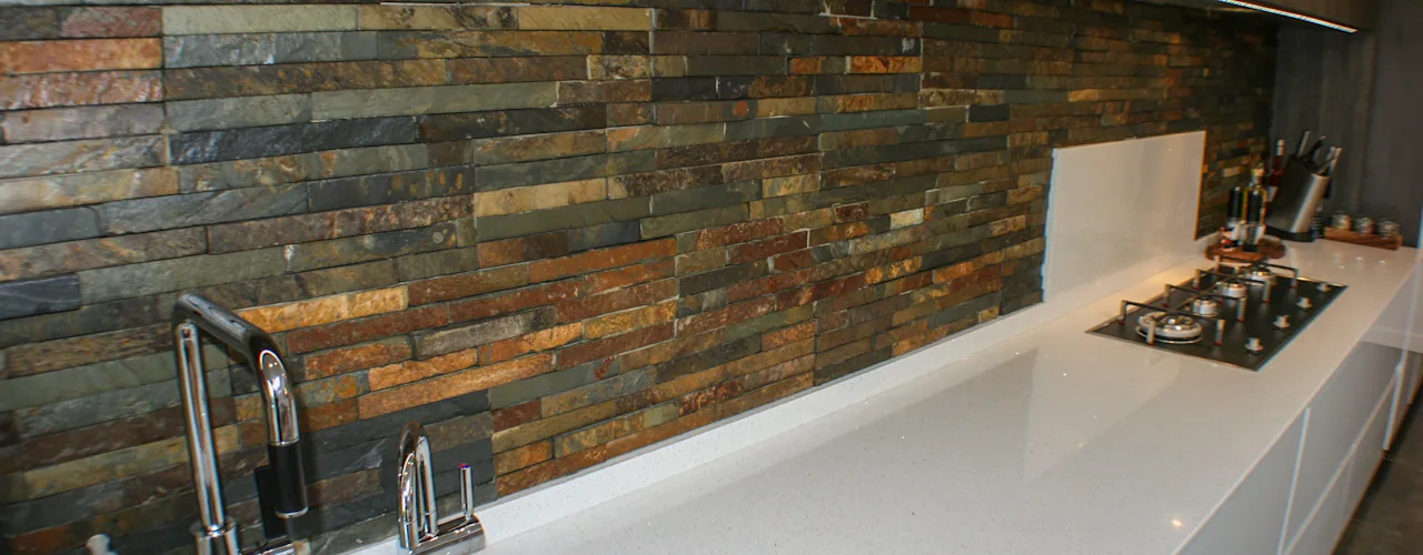Revestimiento pared cocina efecto piedra - 5 paneles efecto piedra para exterior e interior