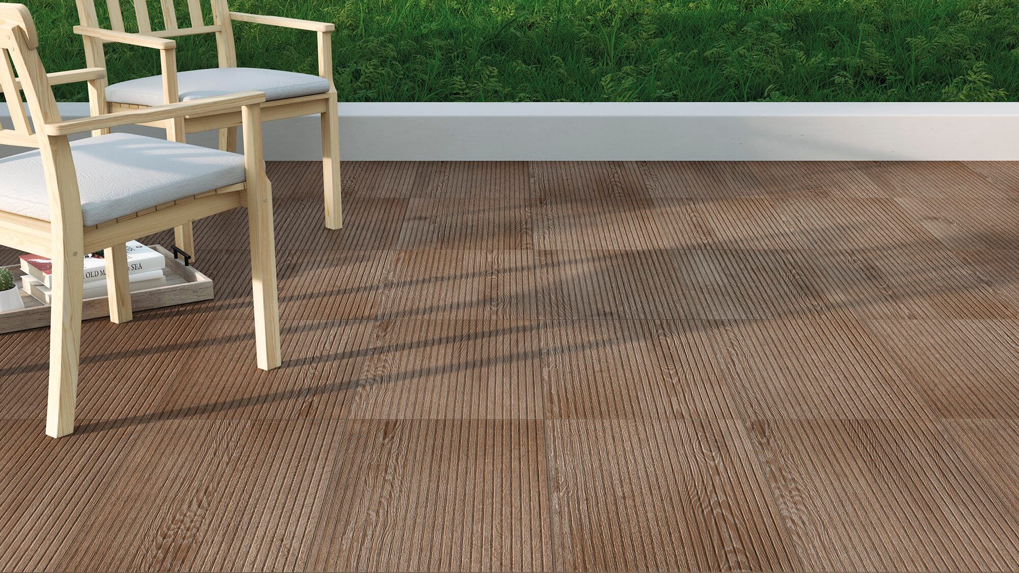 Suelo exterior terraza efecto madera