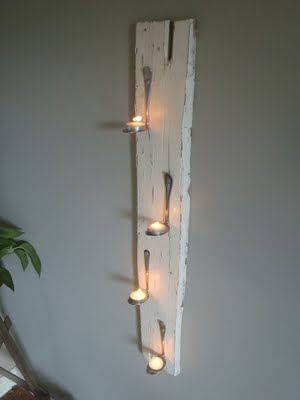 Iluminación con tablas de madera reciclada